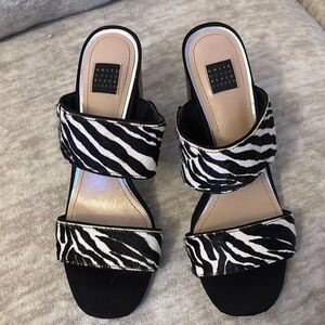 White House Black Market Faux Zebra Fur Women's Sandals